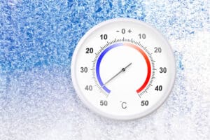Celsius,Scale,Thermometer,On,A,Frozen,Window,Shows,Minus,43
